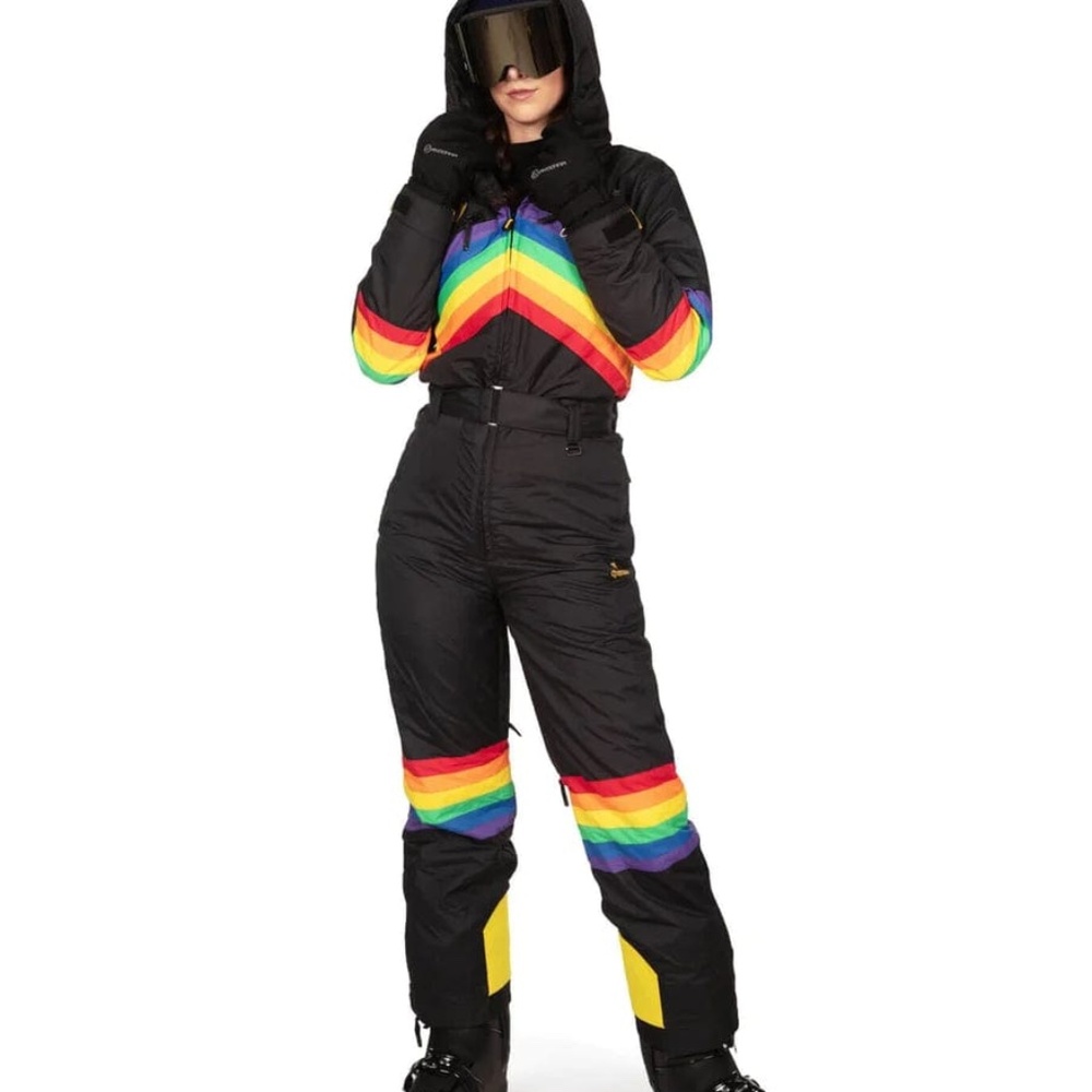Tipsy Elves Ski Suit XS Rainbow and Black LIKE NEW